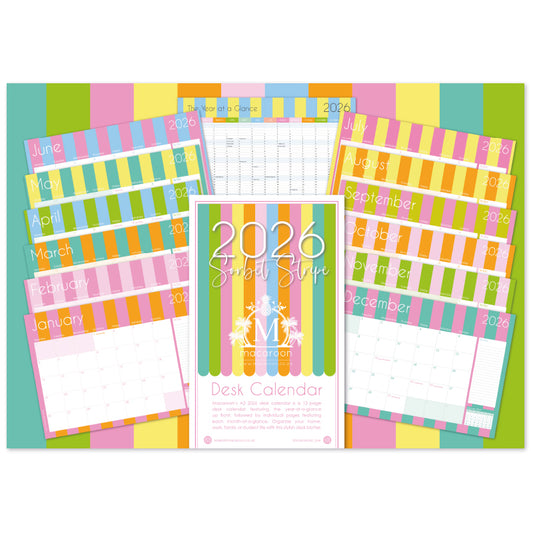 2026 Desk Calendar - Sorbet Stripe
