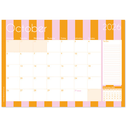 2026 Desk Calendar - Sorbet Stripe