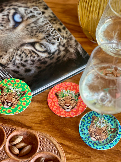Disposable Coaster Set - Lumo Leopards
