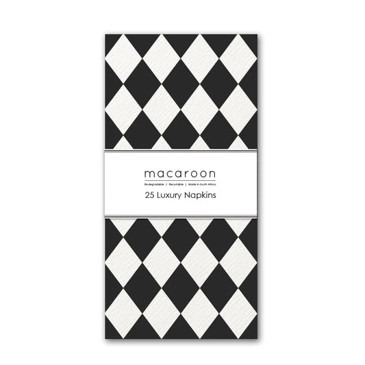 Disposable Slim Luxury Napkins - Harlequin Black