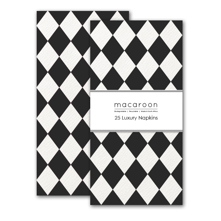 Disposable Slim Luxury Napkins - Harlequin Black