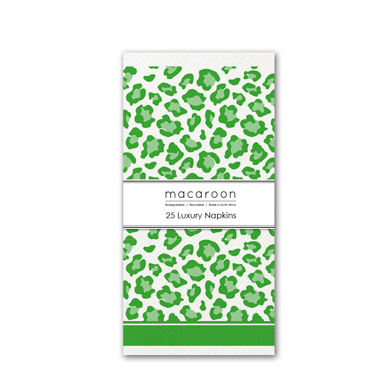 Disposable Slim Luxury Napkins - Leopard - Green