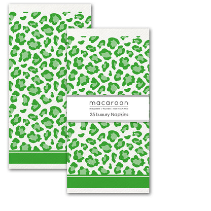 Disposable Slim Luxury Napkins - Leopard - Green