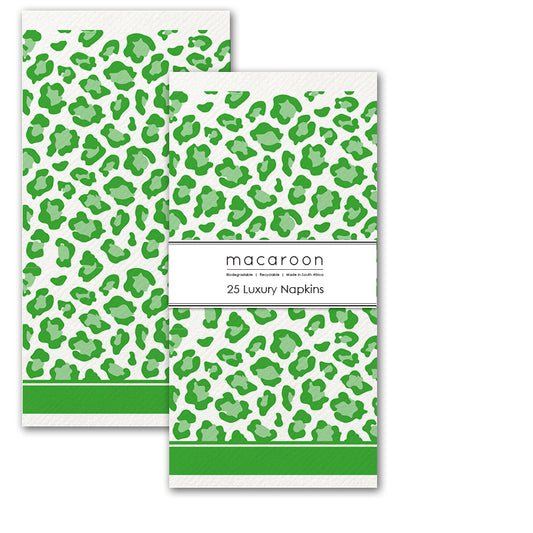 Disposable Slim Luxury Napkins - Leopard - Green