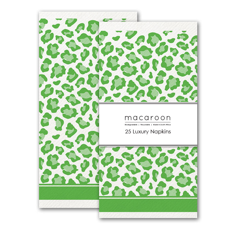 Disposable Slim Luxury Napkins - Leopard - Green