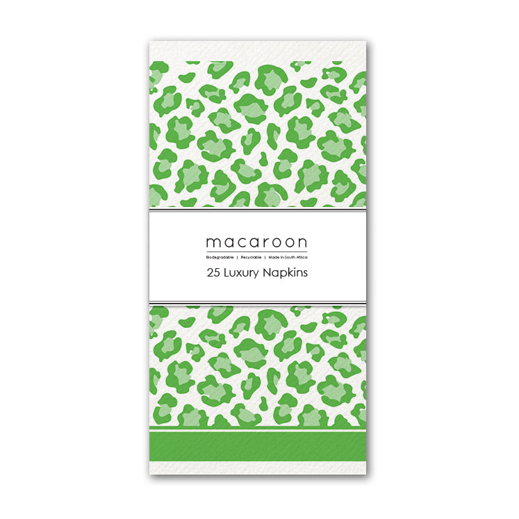 Disposable Slim Luxury Napkins - Leopard - Green
