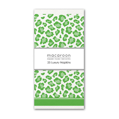 Disposable Slim Luxury Napkins - Leopard - Green