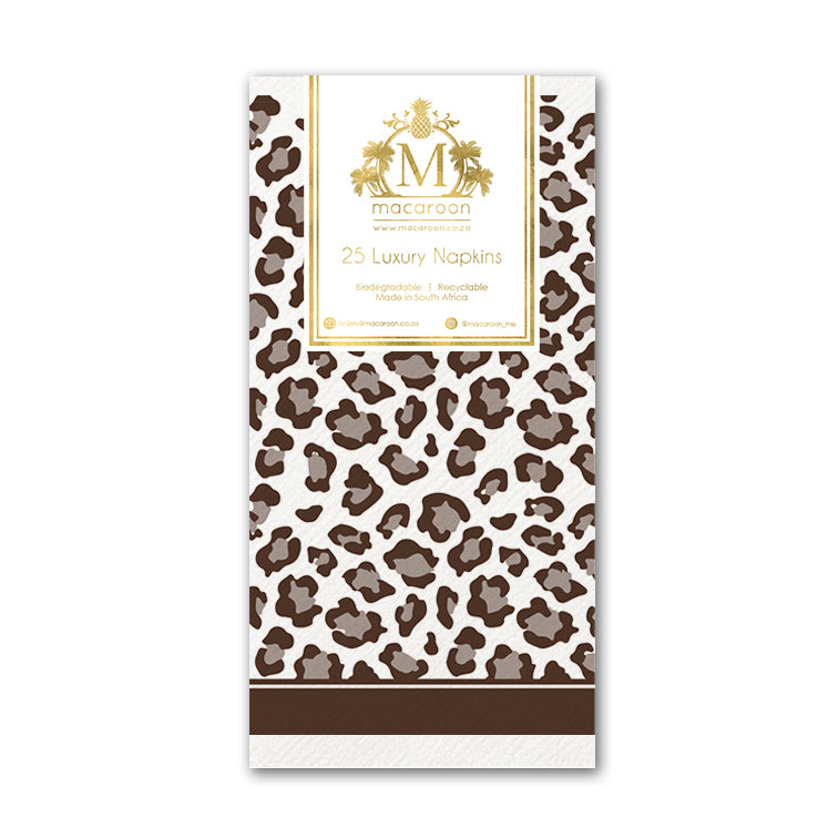 Disposable Slim Luxury Napkins - Natural Leopard