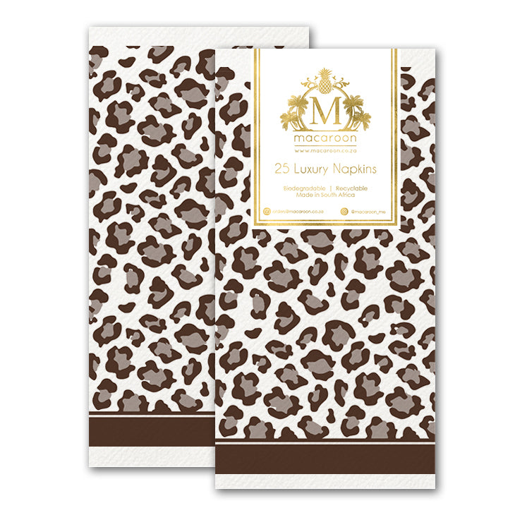 Disposable Slim Luxury Napkins - Natural Leopard