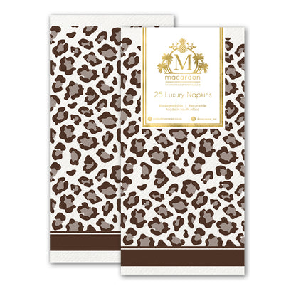 Disposable Slim Luxury Napkins - Natural Leopard