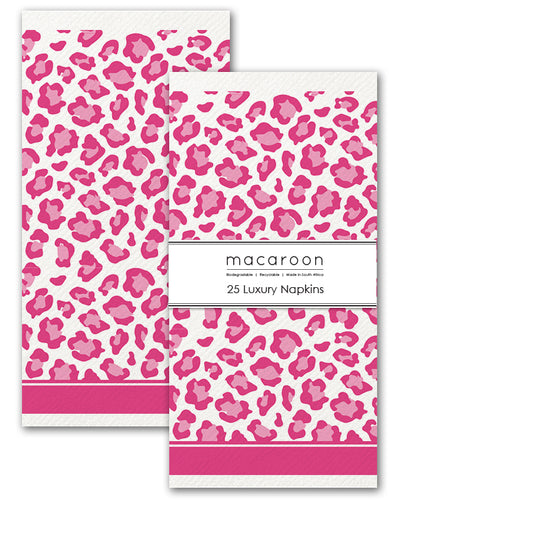 Disposable Slim Luxury Napkins - Leopard - Pink