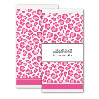 Disposable Slim Luxury Napkins - Leopard - Pink
