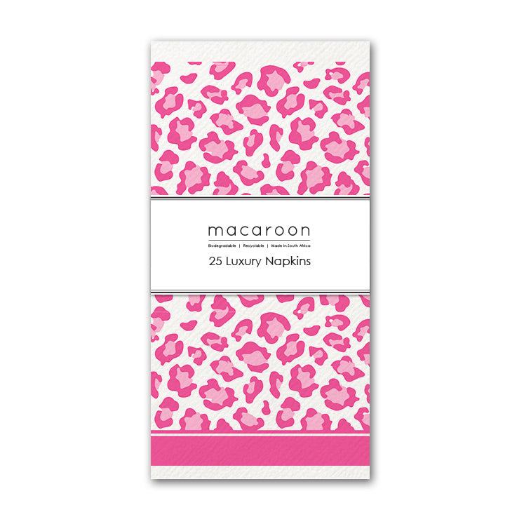 Disposable Slim Luxury Napkins - Leopard - Pink