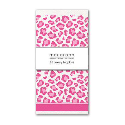 Disposable Slim Luxury Napkins - Leopard - Pink
