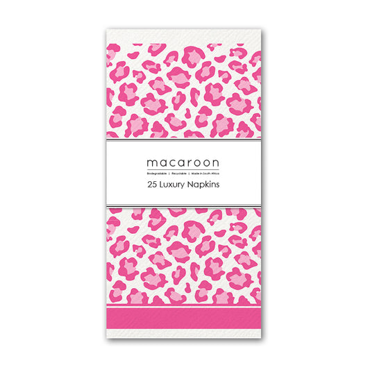 Disposable Slim Luxury Napkins - Leopard - Pink
