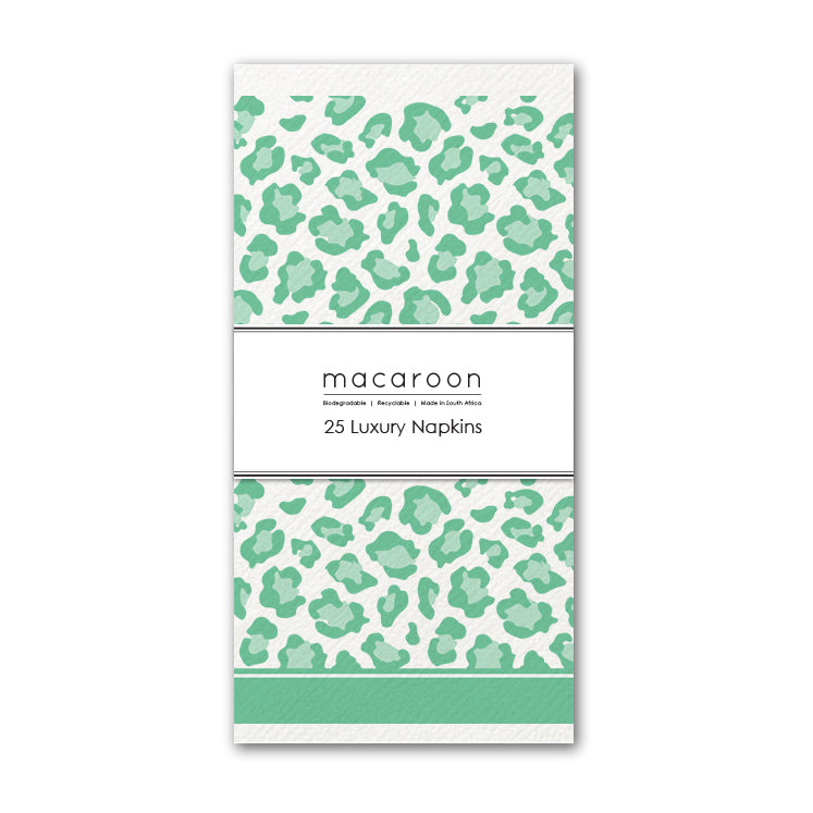 Disposable Slim Luxury Napkins - Leopard Seaglass