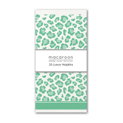 Disposable Slim Luxury Napkins - Leopard Seaglass
