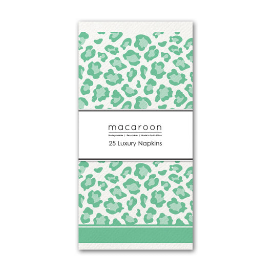 Disposable Slim Luxury Napkins - Leopard Seaglass