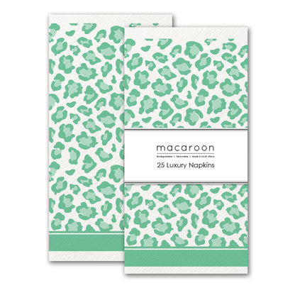 Disposable Slim Luxury Napkins - Leopard Seaglass