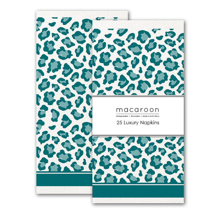 Disposable Slim Luxury Napkins - Leopard - Teal