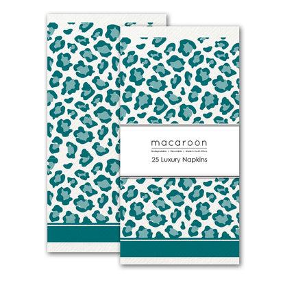 Disposable Slim Luxury Napkins - Leopard - Teal