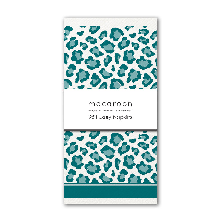 Disposable Slim Luxury Napkins - Leopard - Teal