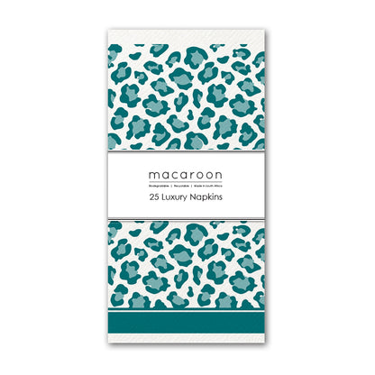 Disposable Slim Luxury Napkins - Leopard - Teal