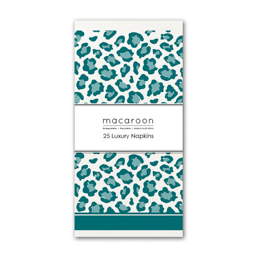 Disposable Slim Luxury Napkins - Leopard - Teal