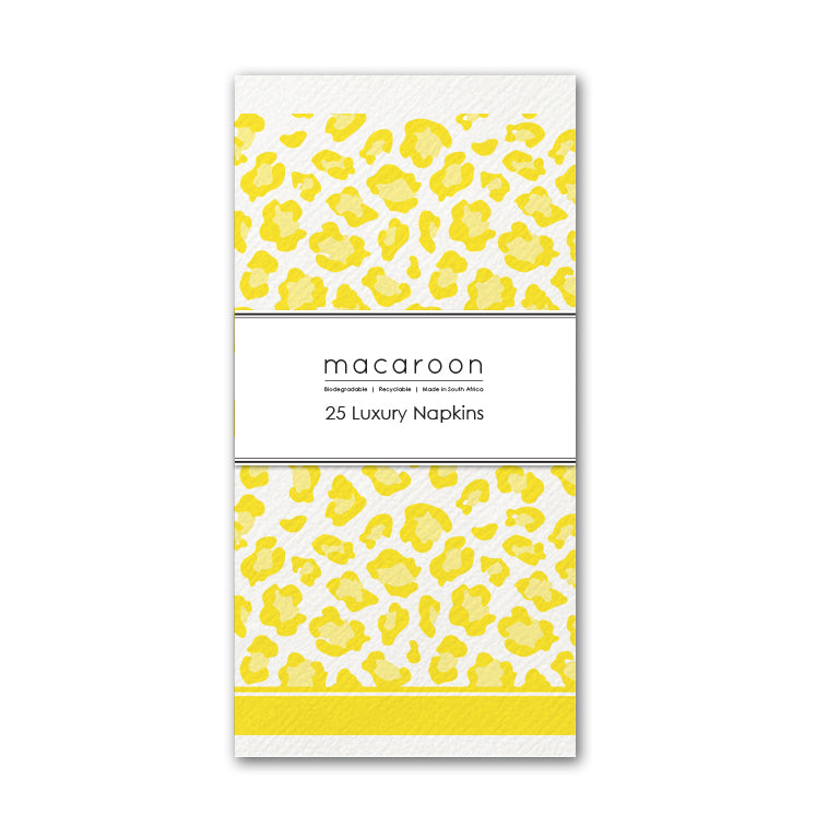 Disposable Slim Luxury Napkins - Leopard - Yellow