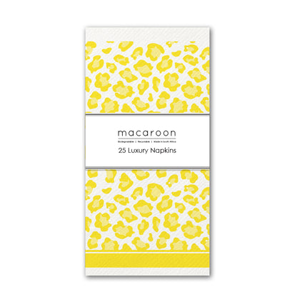 Disposable Slim Luxury Napkins - Leopard - Yellow