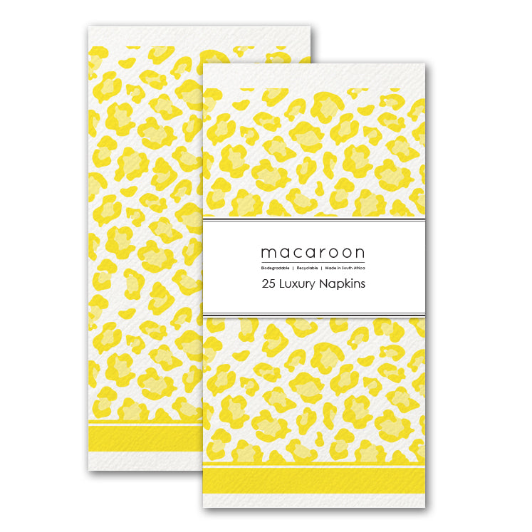 Disposable Slim Luxury Napkins - Leopard - Yellow