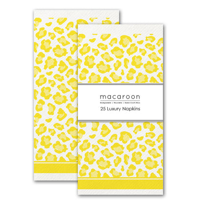 Disposable Slim Luxury Napkins - Leopard - Yellow