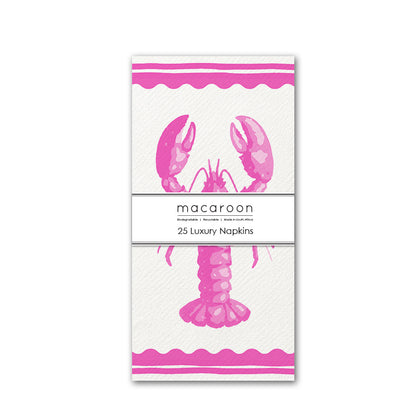 Disposable Slim Luxury Napkins - Block Lobster Pink