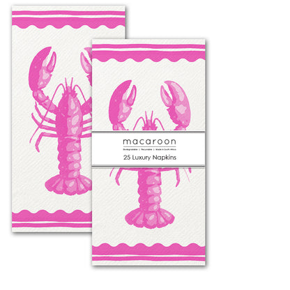 Disposable Slim Luxury Napkins - Block Lobster Pink