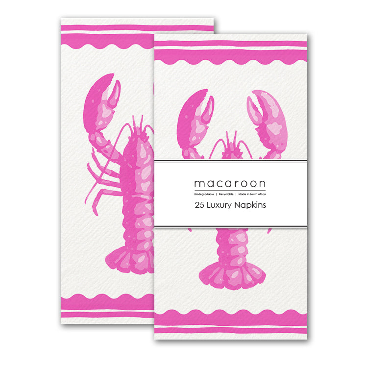 Disposable Slim Luxury Napkins - Block Lobster Pink