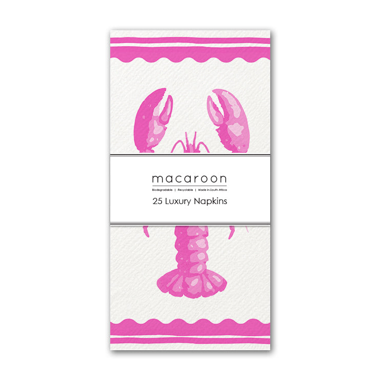 Disposable Slim Luxury Napkins - Block Lobster Pink