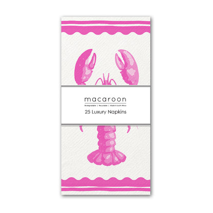 Disposable Slim Luxury Napkins - Block Lobster Pink