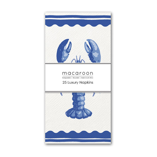 Disposable Slim Luxury Napkins - Block Lobster Blue