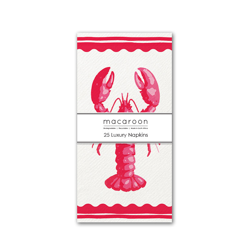 Disposable Slim Luxury Napkins - Block Lobster Red