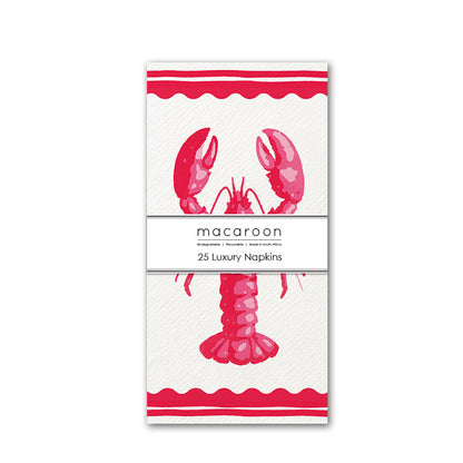 Disposable Slim Luxury Napkins - Block Lobster Red