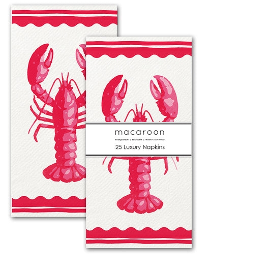 Disposable Slim Luxury Napkins - Block Lobster Red