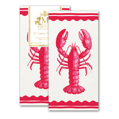 Disposable Slim Luxury Napkins - Block Lobster Red