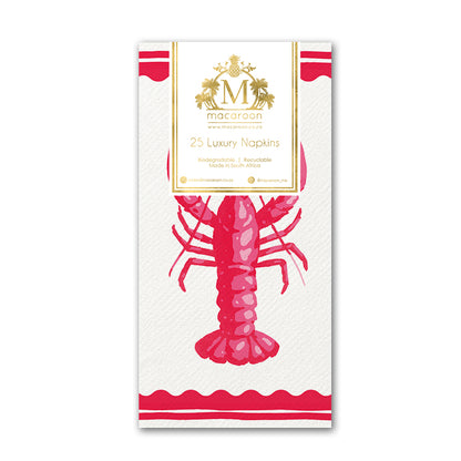 Disposable Slim Luxury Napkins - Block Lobster Red
