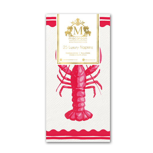 Disposable Slim Luxury Napkins - Block Lobster Red