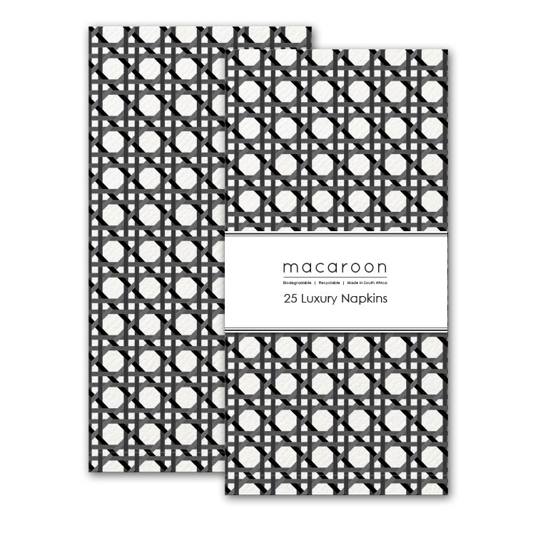 Disposable Slim Luxury Napkins - Wicker Cane Black