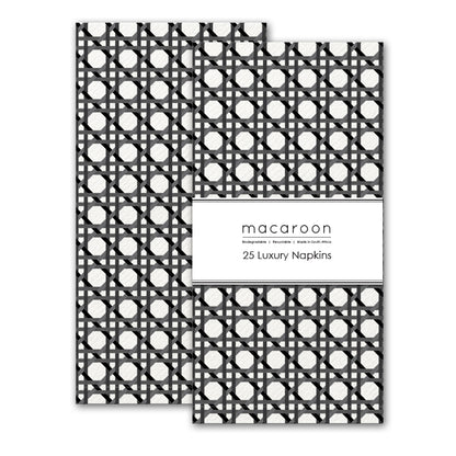 Disposable Slim Luxury Napkins - Wicker Cane Black