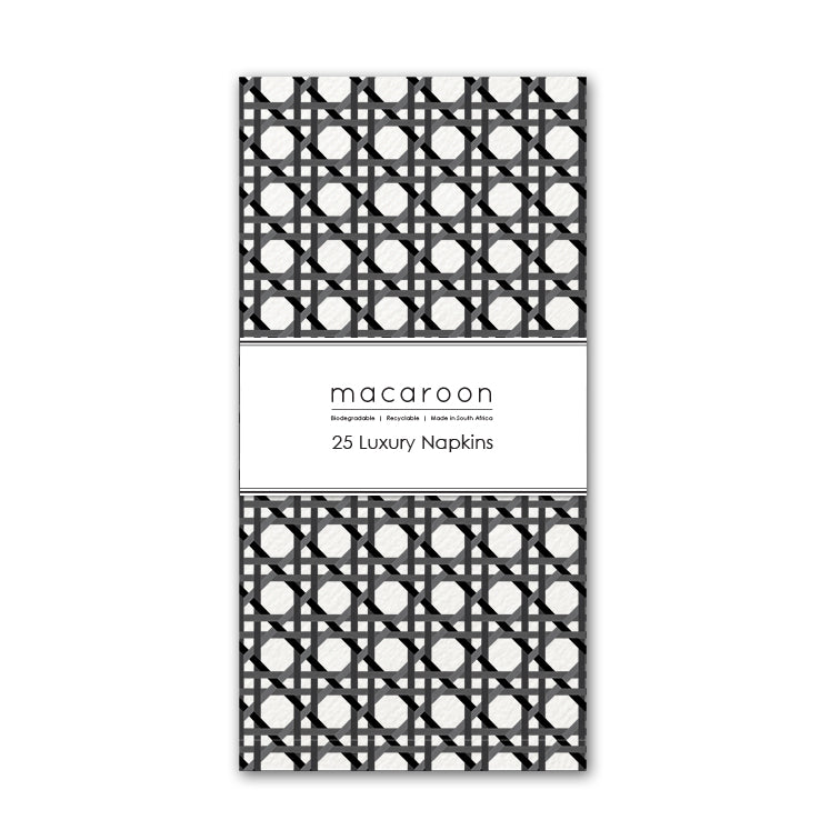 Disposable Slim Luxury Napkins - Wicker Cane Black