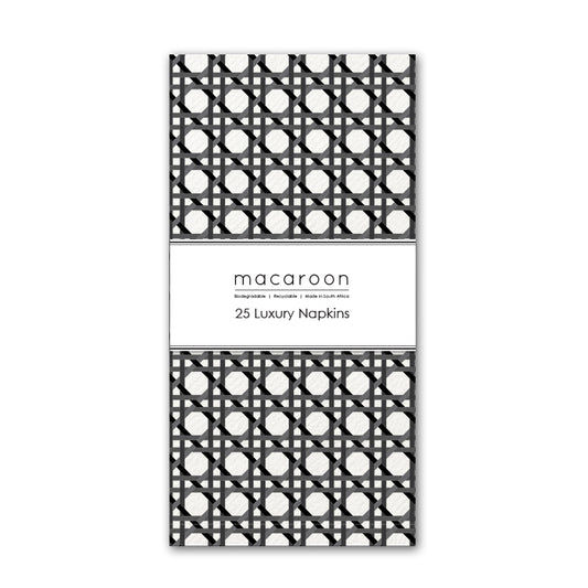 Disposable Slim Luxury Napkins - Wicker Cane Black
