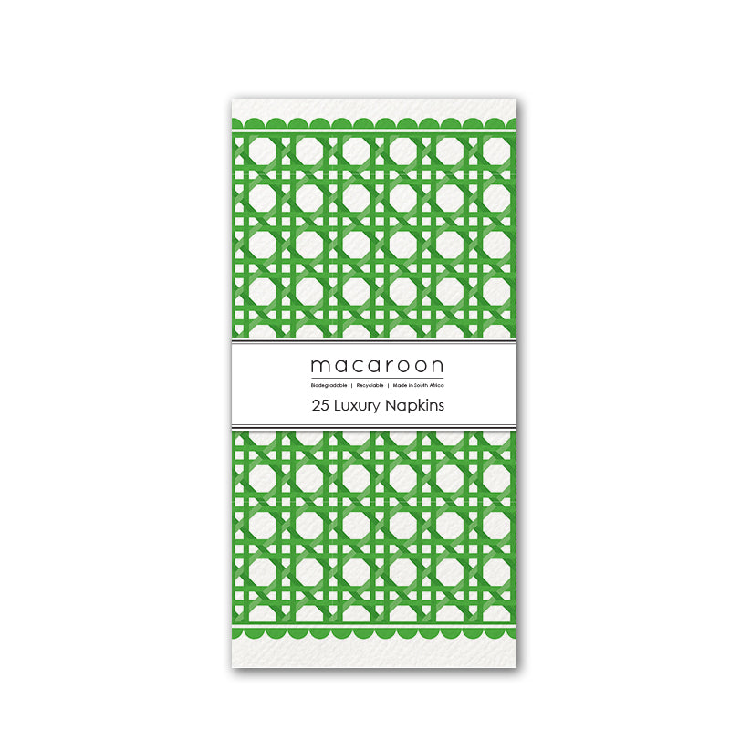 Disposable Slim Luxury Napkins - Wicker Cane Green