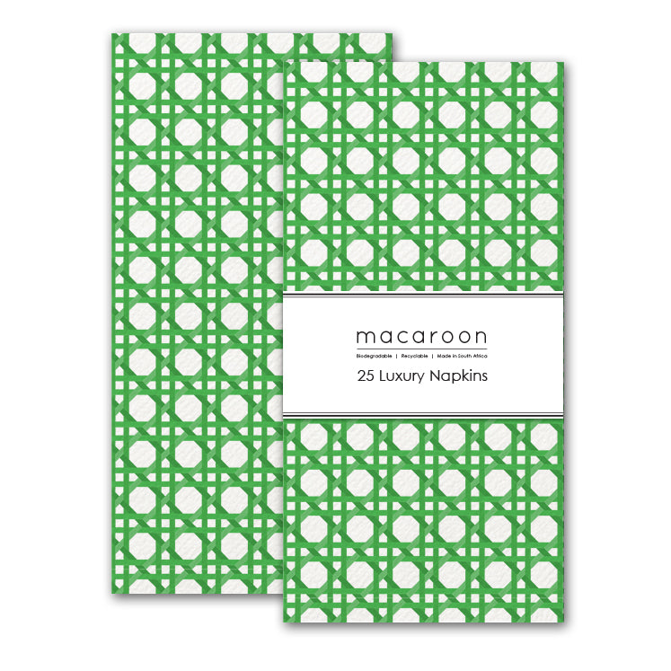 Disposable Slim Luxury Napkins - Wicker Cane Green